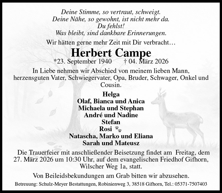 Traueranzeige Herbert Campe