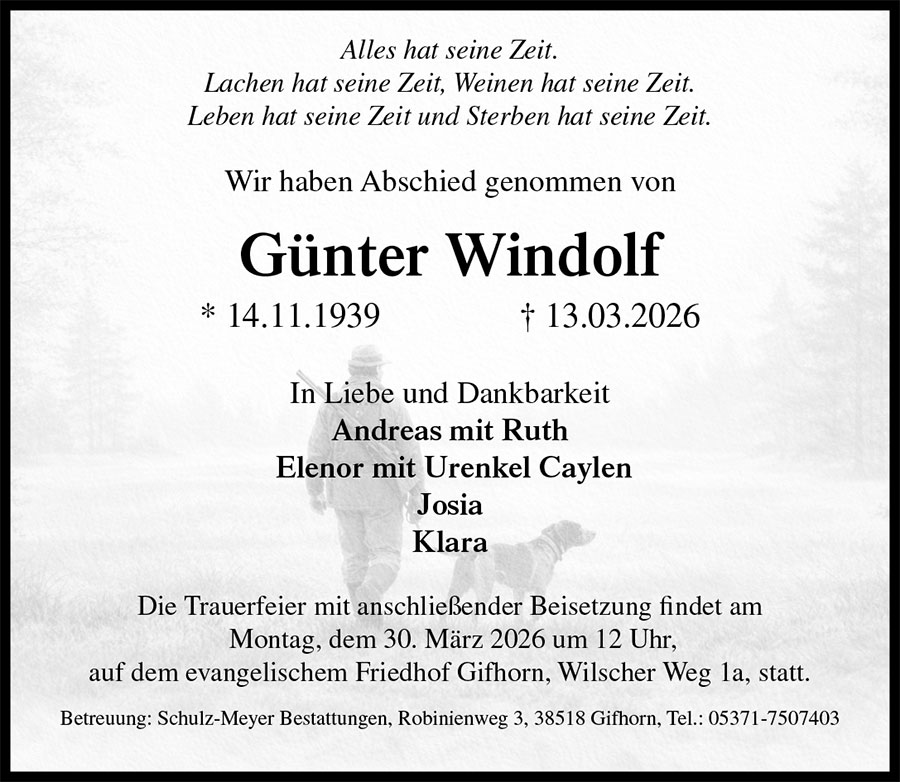 Traueranzeige Günter Windolf