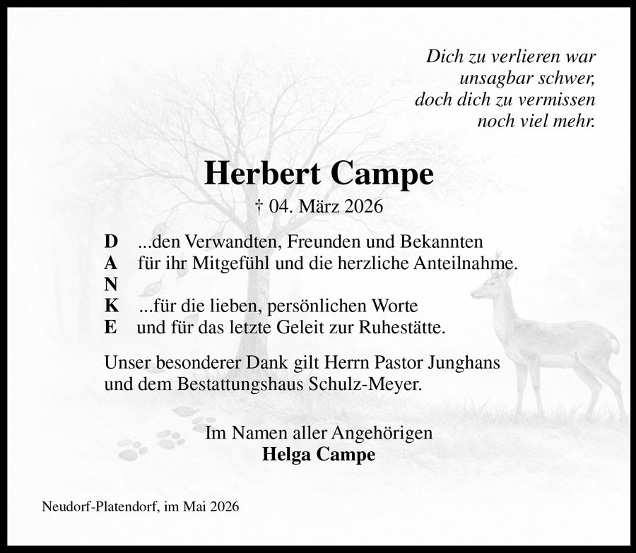 Traueranzeige Herbert Campe