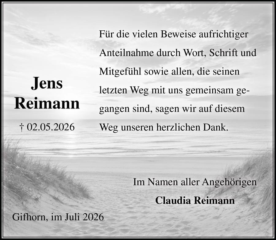 Traueranzeige Jens Reimann